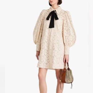 ZIMMERMANN Bow Guipure Lace Mini Shirt Dress Size 0 NWT